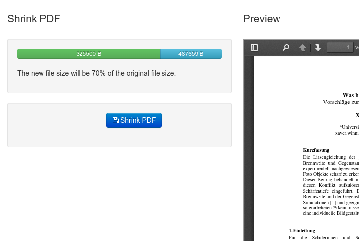 Shrink PDF document